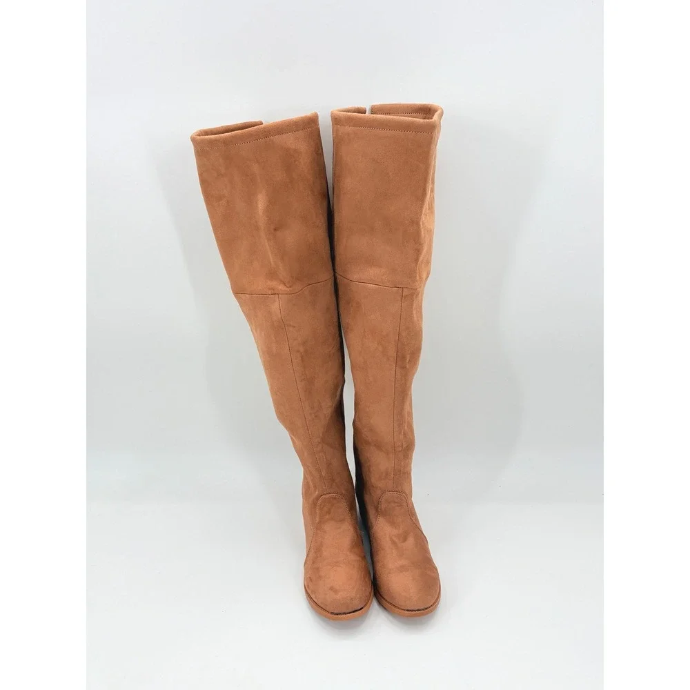 rue21 Dakota-20L Tan Faux Suede Over the Knee Flat Boots Women Size 6